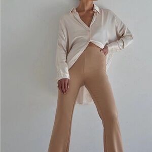 DISSH HICKS Camel crepe flare pants. NWT size 4